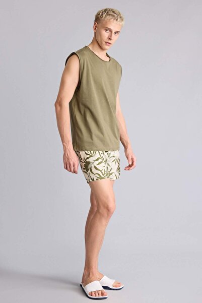 DeFacto Printed Khaki Swim Shorts I1789Ax26Hs
