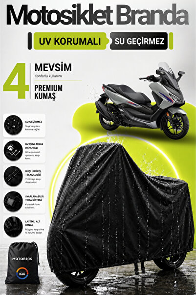 Motobros Honda Forza Uyumlu Motosiklet Brandası Siyah Su Geçirmez Dayanıklı E...