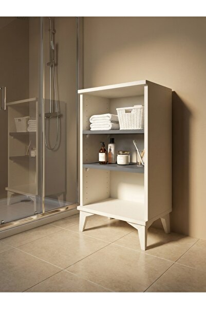 Dienni Arges Komodin 2 Raflı Çok Amaçlı Banyo Ofis Rafı 44x30x80 Çam-Çam