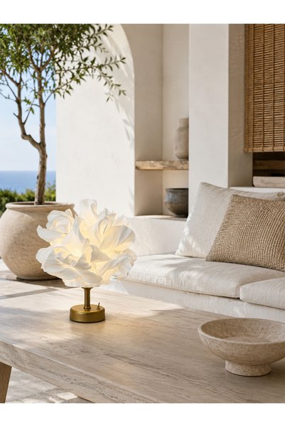 Maison Avf Beyaz Atelier Tasarım Kablosuz Pilli Masa Lambası - Alt Eskitme Gold