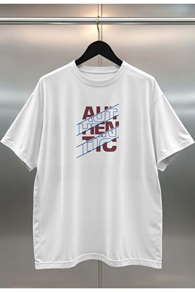 buzagi tasarım ürünleri Authentic Digital Print Oversize White Unisex T-Shirt