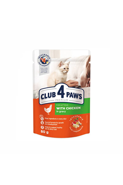 Club4Paws Club 4 Paws Hrană umedă premium pentru pisoi - pui în sos, set 24*80g