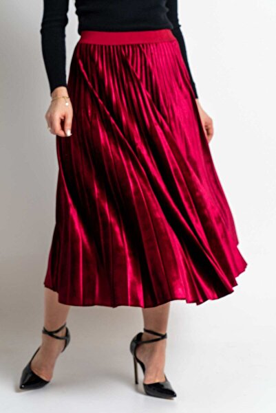 Nichii Solid Pleated Midi Skirt