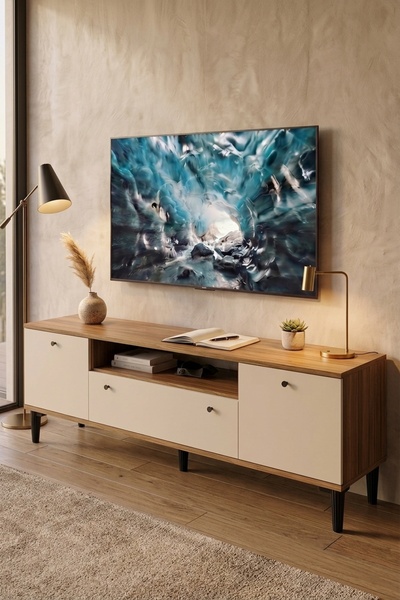 L'occi Concept 180 cm Tv Ünitesi Modern Tv Sehpası Wıens Kapaklı Ayaklı Ceviz...