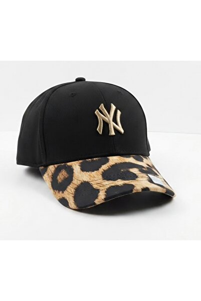 ny new york accessories Leopar Desenli NY New York Nakışlı Kumaş Unisex Spor ...