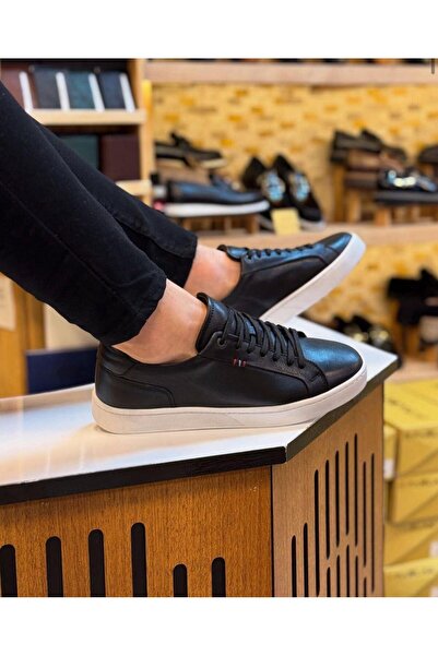 Parlak Günlük Hakiki Deri Sneakers Ayakkabı