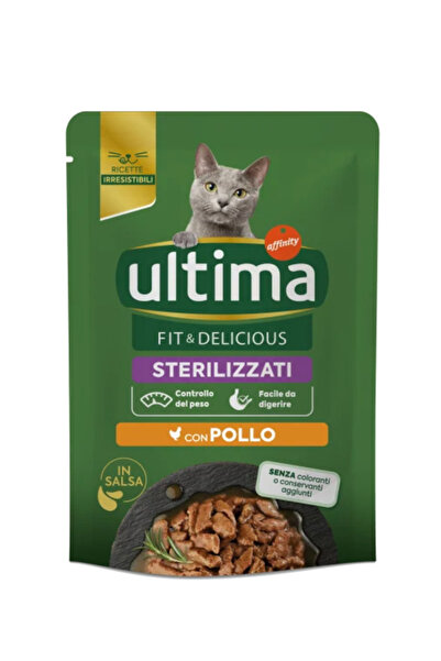 ULTIMA Hrana umeda pentru pisici adulte sterilizate CAT, cu pui, 85G