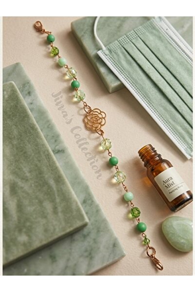 Jivva's Collection Stylish Mask Holder with Colorful Stones and Green-Toned G...