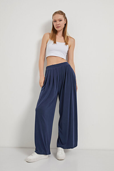 Arma Life Women's Casual Modal Waist Elastic Navy Baggy Trousers