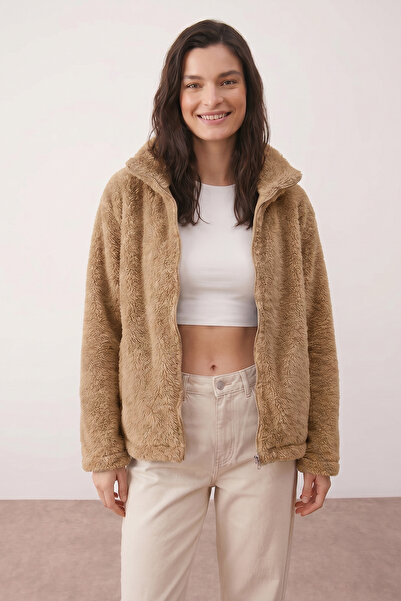 Purpleclo Women's Oversize Zippered Teddy Plush Cardigan
