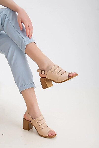 Papuçsepeti Coș de pantofi Frzn-2892 Pantofi de vară cu toc de 7 cm pentru femei
