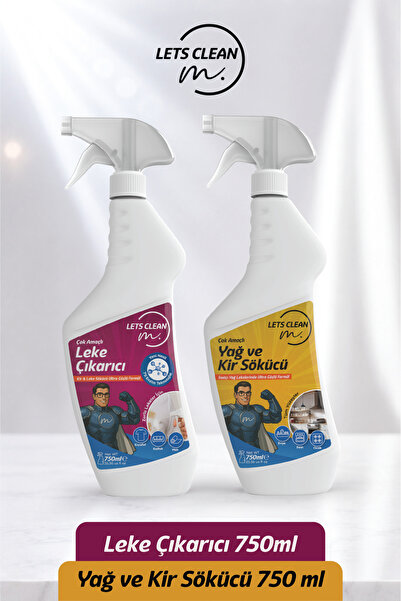 letsClean Maksimum Etki Leke Çıkarıcı ve Yağ Çözücü Temizlik Seti 750 ml + 75...