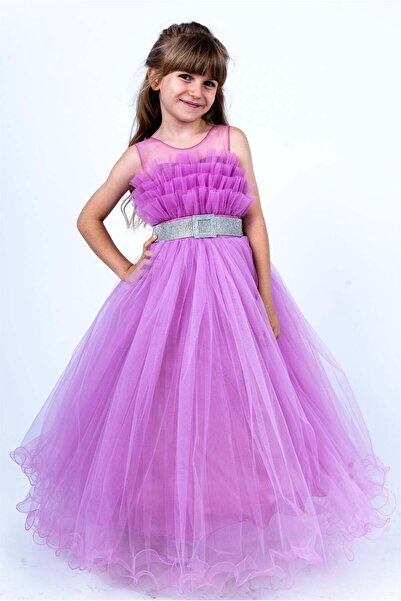 Buse&Eylül Bebe Rochie de petrecere fetita cu centura lila