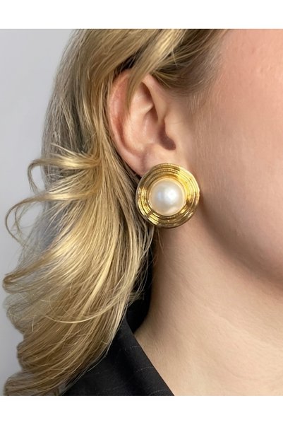 Vivante Large Pearl Vintage Gold Xuping Non Tarnish Premium Earrings