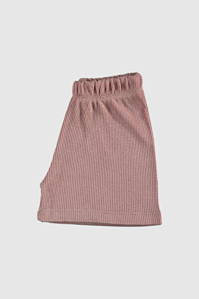 hepbaby Açık Mürdüm, Waffle Dokulu Şortlu Çocuk Takım Hb23990