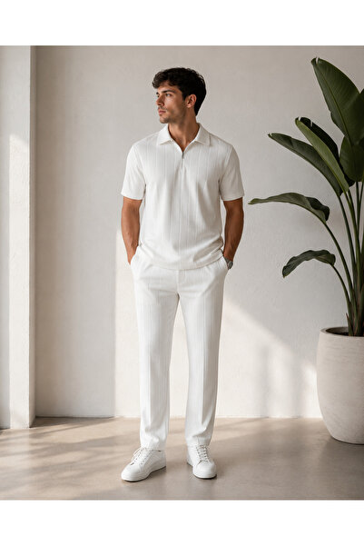 KONSEPT35 Men's Ottoman Zippered Summer Top and Bottom Set