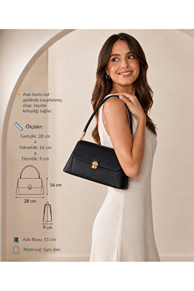 Yeeys Zayre Black Lockable Single Handle Hand and Shoulder Bag