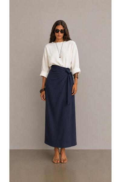 Avakado din material tip stofă Fusta cu legături laterale