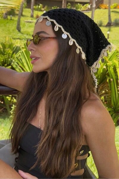 keisy Hand Knitted Premium Mesh Bandana with Tie Detail