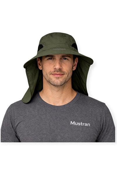 Mustran Pălărie de soare unisex cu protecție solară și mască detașabilă, pent...