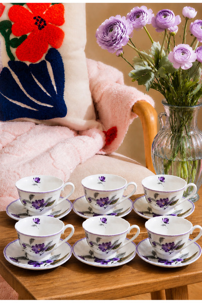Kezze Elegance Rose 6'lı Porselen Kahve Fincan Takımı