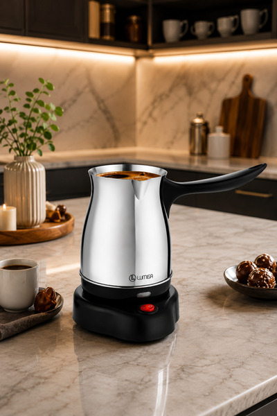 LUMISA Lcm-3000 Steel Electric Turkish Coffee Maker 4-5 Cup Capacity, Stainle...
