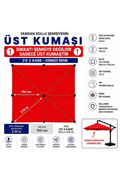 Şemsiyecim 3x3 Kare Yandan Kollu Şemsiye Üst Kumaşı Su İtici