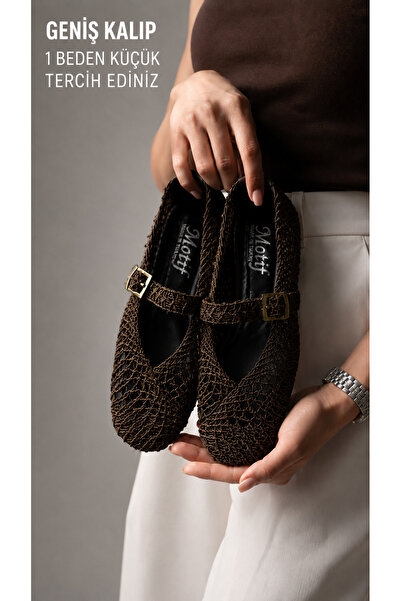FootFrenzy Women's Straw Weave Mary Jane Ballerina Shoes with Buckle, Summer ...