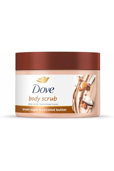 Dove مقشر السكر البني وزبدة جوز الهند لبشرة ناعمة كالحرير مقشر للجسم يقشر الب...