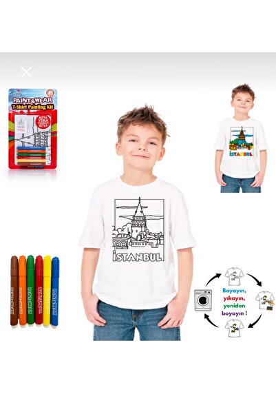 paint-wear Galata Kulesi Boyama T-shirt 4-6 Yaş