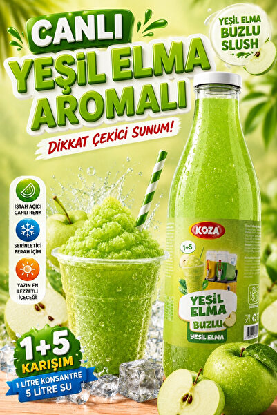 Koza Premium Selection Ice Slush Yeşil Elma Aromalı Buzlaş Karlama Karlı Buzl...
