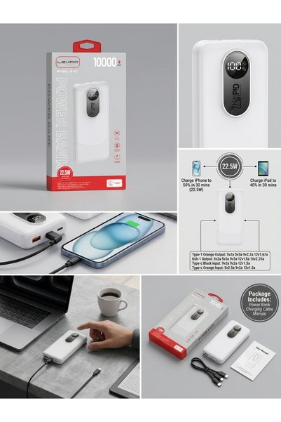 Levino Fast Charging High Capacity Power Bank 10000mAh with Digital LED Display