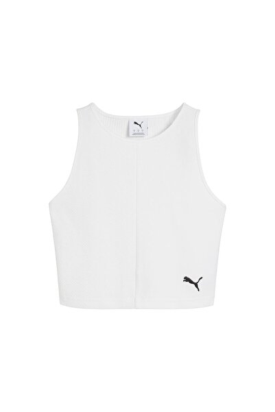 Puma 629765-02 Wardrobe Ess Ribbed Crop Top Tricou de damă Alb