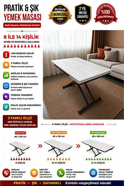 SEHPAM AKILLI Yan Baştan Açılır Akıllı Yemek Masası Oval Mdf Tabla Alt Mekani...