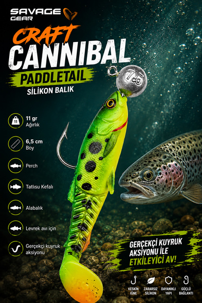 savagear Savage Gear Craft Cannibal Paddletail 6.5 cm 4 gr Silikon Balık 7.5 ...