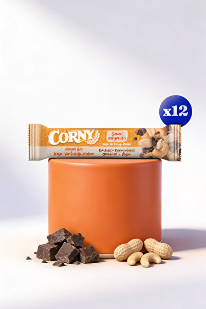 CORNY Kaju Yer Fıstığı Kakaolu Vegan Meyve Bar 35g x 12 Adet
