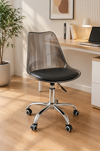 Taimi Ergonomic 360° Swivel Adjustable Height Office Chair, Black Padded, whe...