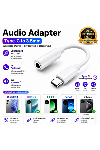 Astakos Aux Type-C to 3.5mm Jack Kulaklık Dönüştürücü DAC Çipli iPhone 14 15 ...