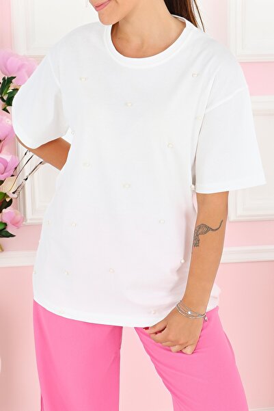 TOFİSA Tricou cu mânecă scurtă și perle - 27544