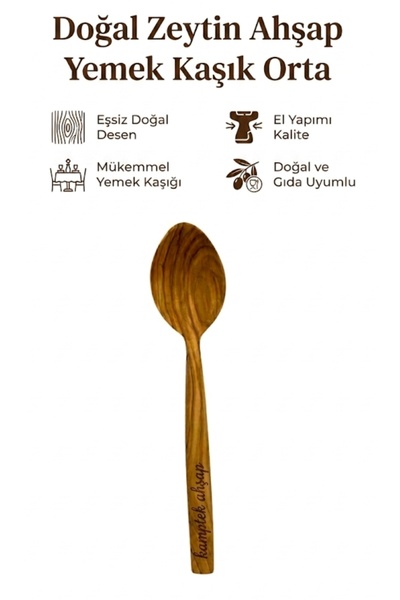 kamptek kamp teknolojisi Kamptek Wooden Natural Olive Wood Spoon 19 cm