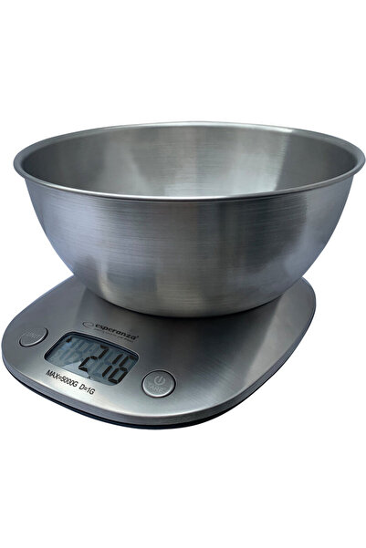 ESPERANZA EKS008, Cantar bucatarie cu bol, Argintiu, capacitate bol 5 Kg, 24 ...