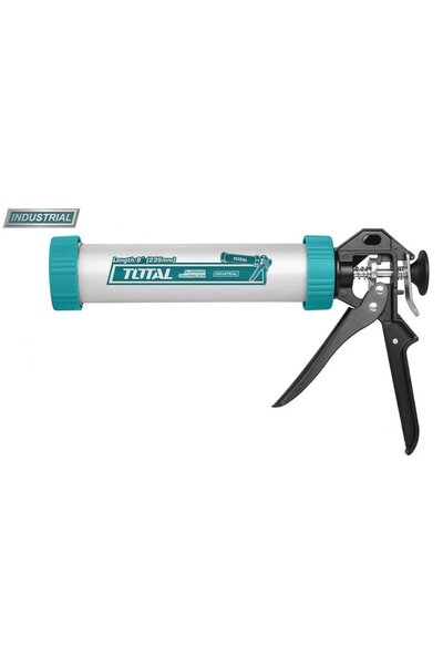 TOTAL Pistol pentru silicon - 9" - tub si maner aluminu ranforsat (INDUSTRIAL)