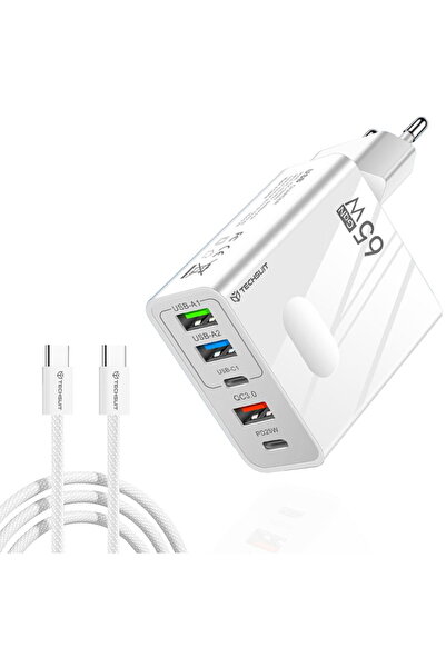 Techsuit PentaXPower CHC1 GaN 2x USB-C + 3x USB-A 65W Alb (Alb: Alb)