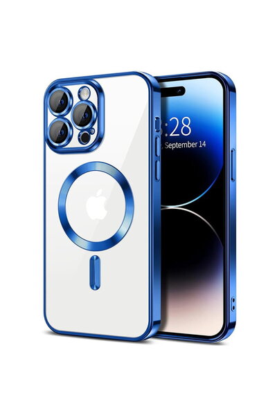 Techsuit Husă pentru iPhone 14 Pro - Luxury Crystal MagSafe - Albastru Intens
