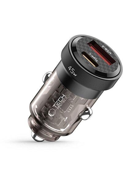 Tech-Protect 1xUSB-A + 1xUSB-C PD QC3.0 45W Negru