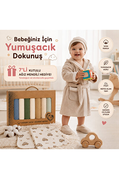 Leylek Bambu 0-24 Ay Bebek Bornoz Seti