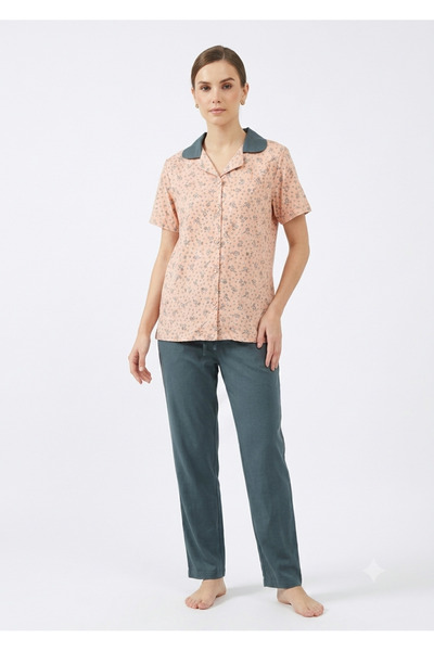Noom Nightwear Pajama with Open Buttons, 100% Cotton Fabric