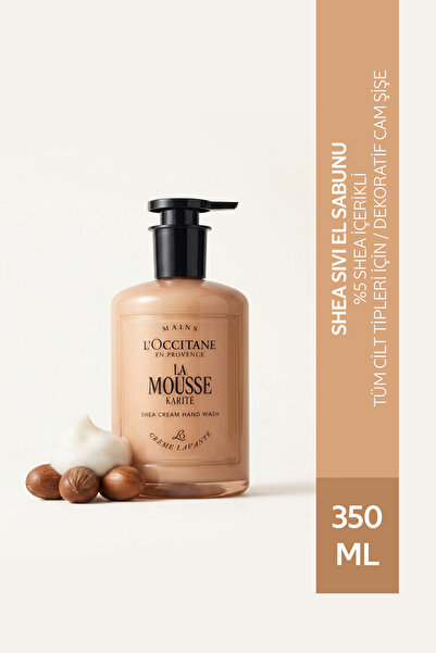 L'Occitane Shea Krem Sıvı El Sabunu, %5 Shea Sütü İçeren, Cam Şişe, 350 ml