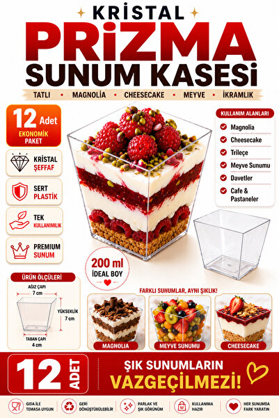 OPTİMEX Kristal Mika Kübik Şeffaf Ekstra Sert Mini Prizma Sunum Davet Kasesi ...