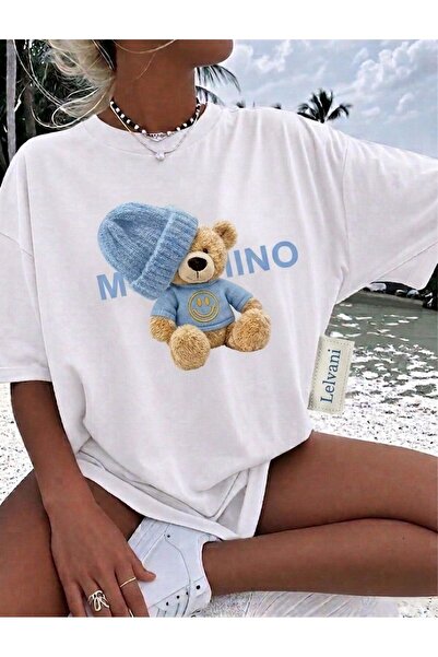 LELVANİ Unisex Colorful Teddy Cool Printed Crewneck T-Shirt